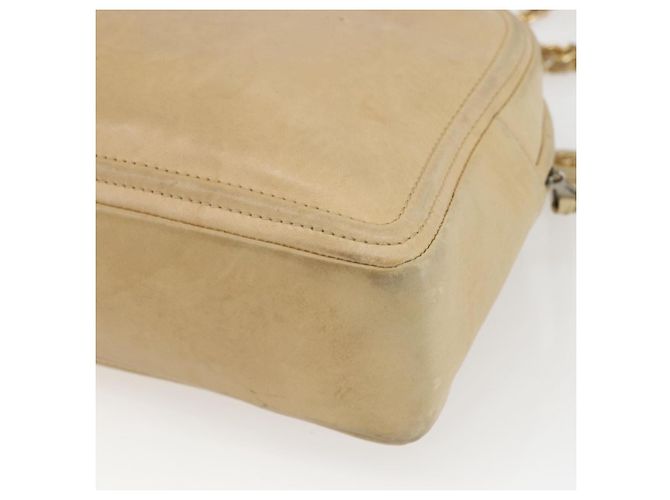 CHANEL Chain Shoulder Bag Lamb Skin Beige Gold CC - vista 15