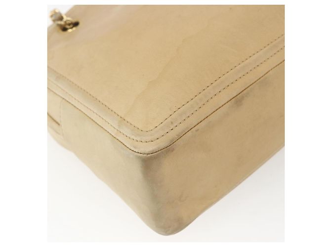 CHANEL Chain Shoulder Bag Lamb Skin Beige Gold CC - vista 16