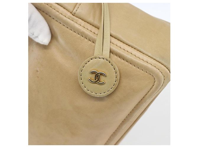 CHANEL Chain Shoulder Bag Lamb Skin Beige Gold CC - vista 17