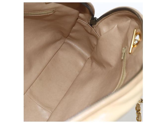 CHANEL Chain Shoulder Bag Lamb Skin Beige Gold CC - vista 20