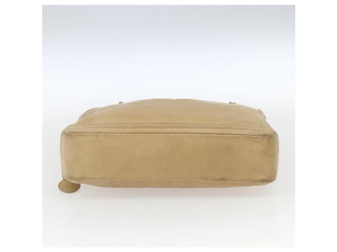 CHANEL Chain Shoulder Bag Lamb Skin Beige Gold CC - vista 5