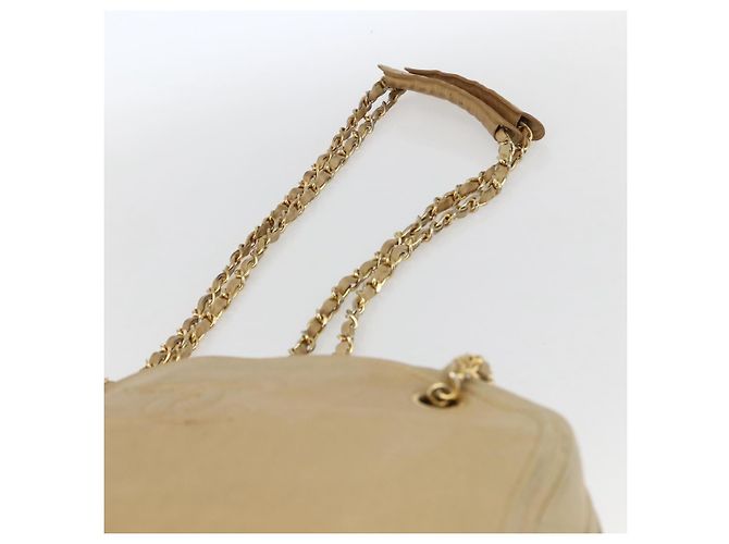 CHANEL Chain Shoulder Bag Lamb Skin Beige Gold CC - vista 8