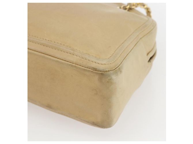 CHANEL Chain Shoulder Bag Lamb Skin Beige Gold CC - vista 9