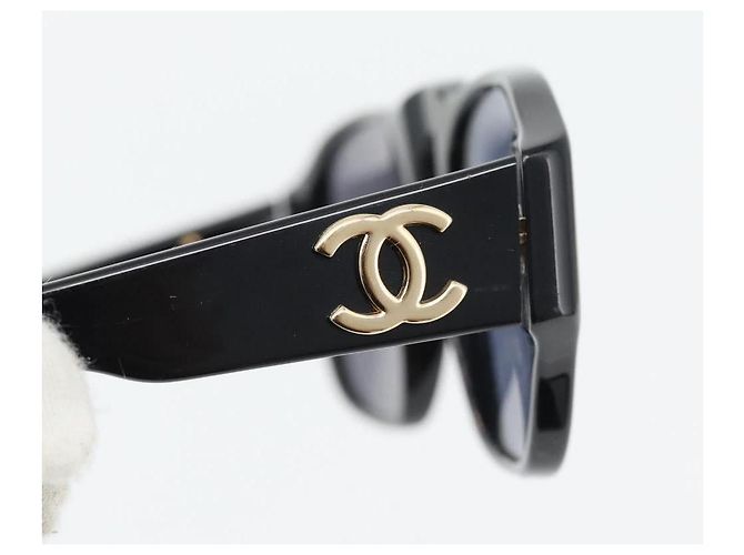 CHANEL COCO Mark Sunglasses plastic Black CC - vista 4