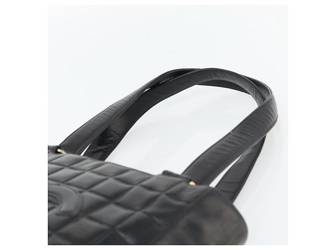 CHANEL Choco Bar Hand Bag Leather Black Gold CC - vista 14