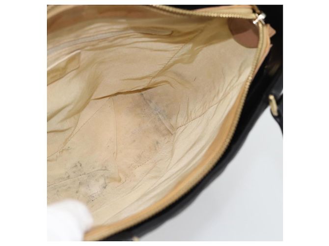 CHANEL Choco Bar Hand Bag Leather Black Gold CC - vista 19