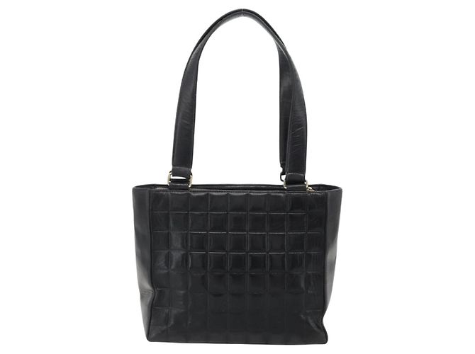 CHANEL Choco Bar Hand Bag Leather Black Gold CC - vista 2