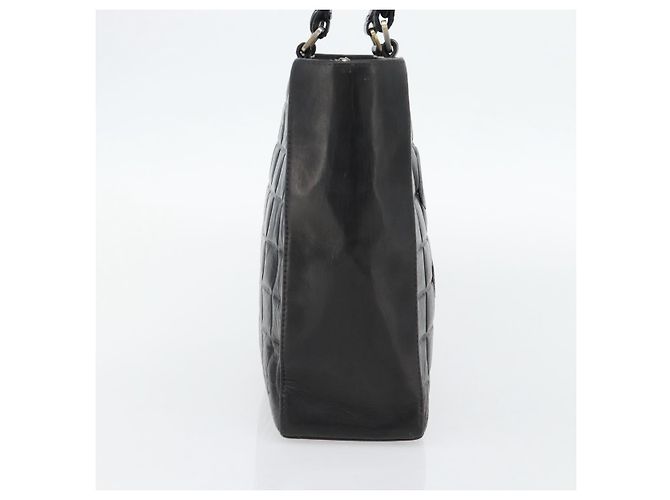 CHANEL Choco Bar Hand Bag Leather Black Gold CC - vista 3
