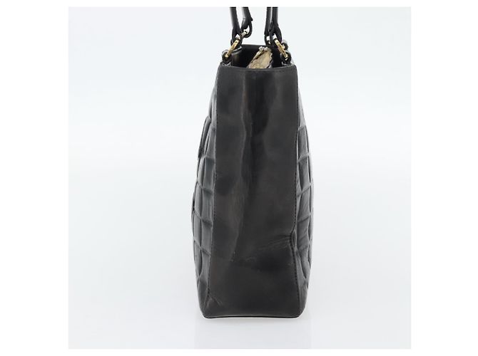 CHANEL Choco Bar Hand Bag Leather Black Gold CC - vista 4