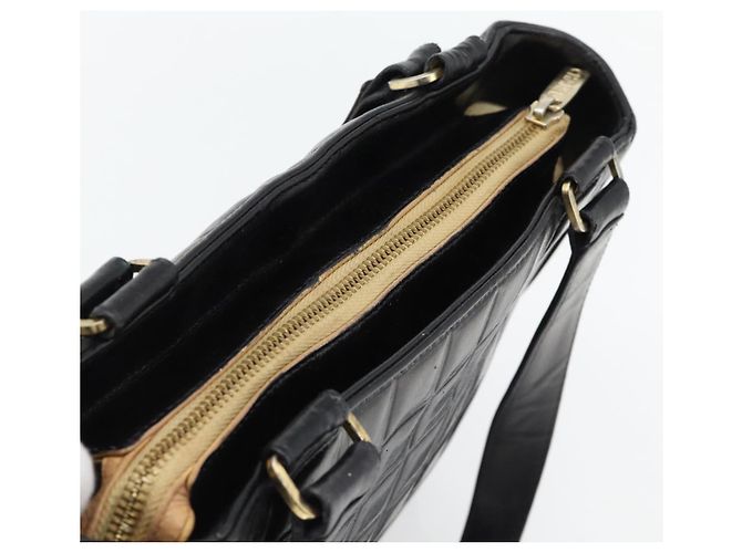 CHANEL Choco Bar Hand Bag Leather Black Gold CC - vista 6