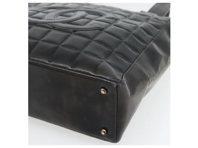 CHANEL Choco Bar Hand Bag Leather Black Gold CC - vista 8