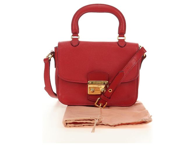 Miu Miu Hand Bag Leather 2way Red Gold - vista 12