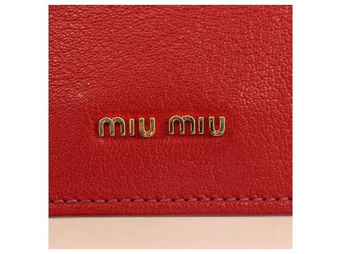 Miu Miu Hand Bag Leather 2way Red Gold - vista 21