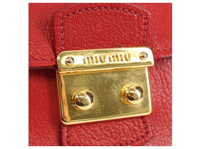 Miu Miu Hand Bag Leather 2way Red Gold - vista 22