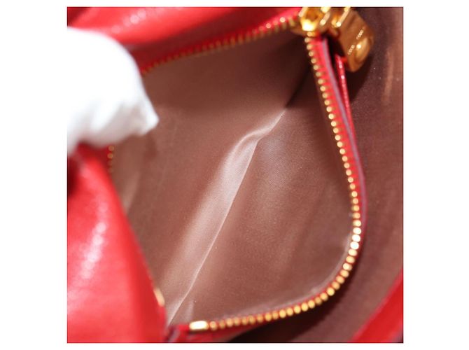 Miu Miu Hand Bag Leather 2way Red Gold - vista 30