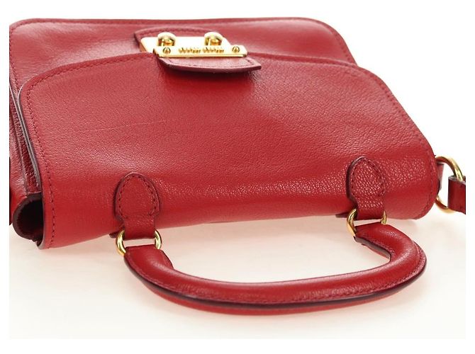 Miu Miu Hand Bag Leather 2way Red Gold - vista 6