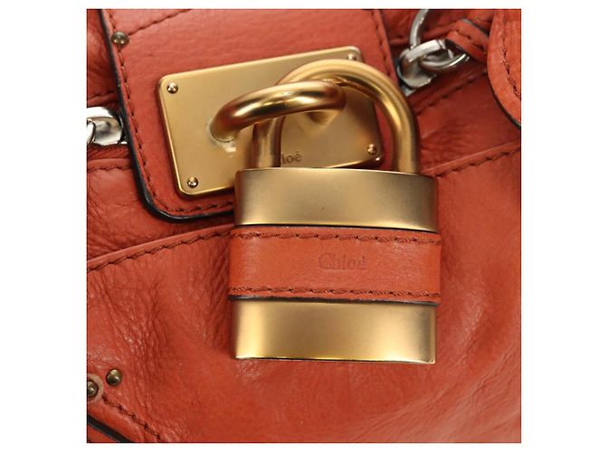 Chloé Chloe Paddington Hand Bag Leather Orange Gold Silver - vista 18