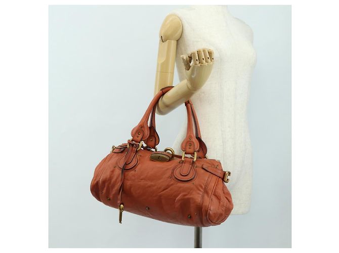 Chloé Chloe Paddington Hand Bag Leather Orange Gold Silver - vista 26