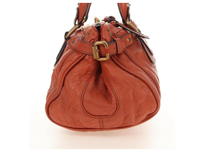 Chloé Chloe Paddington Hand Bag Leather Orange Gold Silver - vista 3