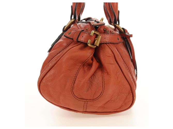 Chloé Chloe Paddington Hand Bag Leather Orange Gold Silver - vista 4