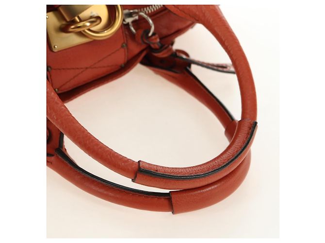 Chloé Chloe Paddington Hand Bag Leather Orange Gold Silver - vista 7