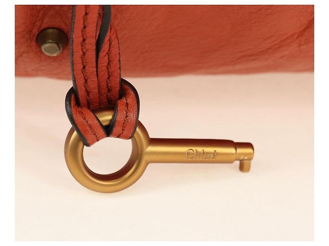 Chloé Chloe Paddington Hand Bag Leather Orange Gold Silver - vista 9