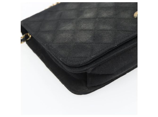 CHANEL Matelasse Chain Shoulder Bag Cotton Black Gold CC - vista 14