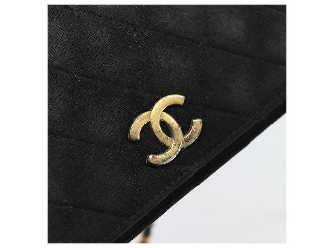 CHANEL Matelasse Chain Shoulder Bag Cotton Black Gold CC - vista 17