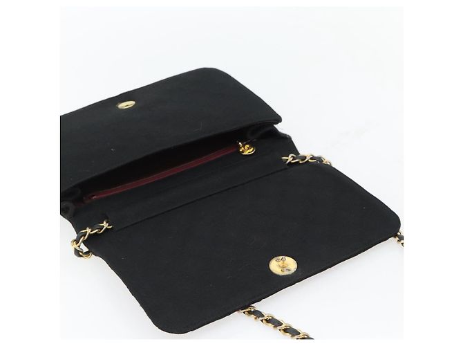 CHANEL Matelasse Chain Shoulder Bag Cotton Black Gold CC - vista 18