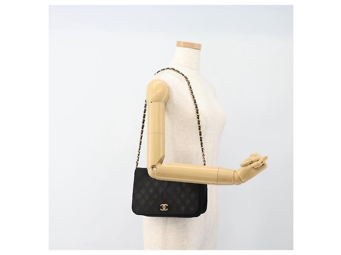 CHANEL Matelasse Chain Shoulder Bag Cotton Black Gold CC - vista 25