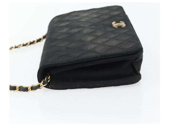 CHANEL Matelasse Chain Shoulder Bag Cotton Black Gold CC - vista 3