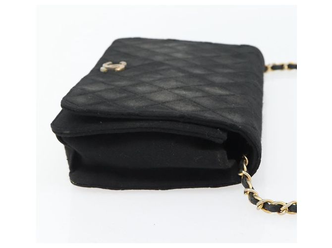 CHANEL Matelasse Chain Shoulder Bag Cotton Black Gold CC - vista 4