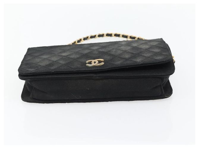 CHANEL Matelasse Chain Shoulder Bag Cotton Black Gold CC - vista 5