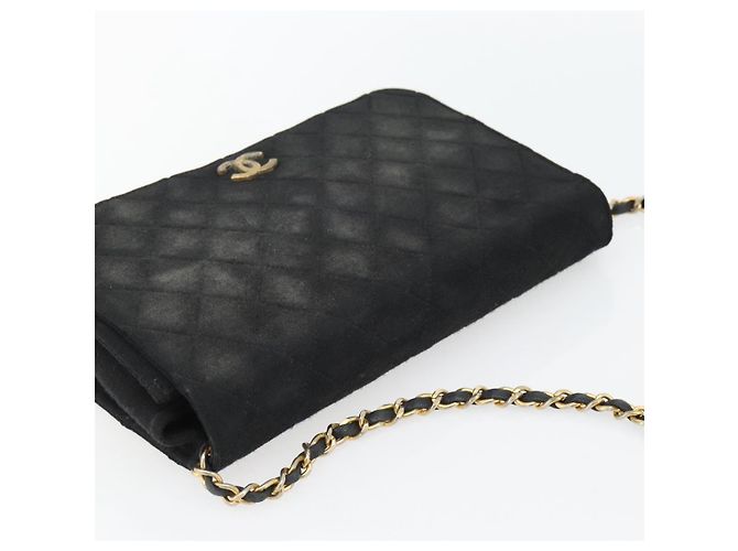 CHANEL Matelasse Chain Shoulder Bag Cotton Black Gold CC - vista 6