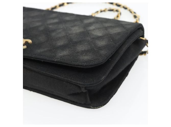 CHANEL Matelasse Chain Shoulder Bag Cotton Black Gold CC - vista 9