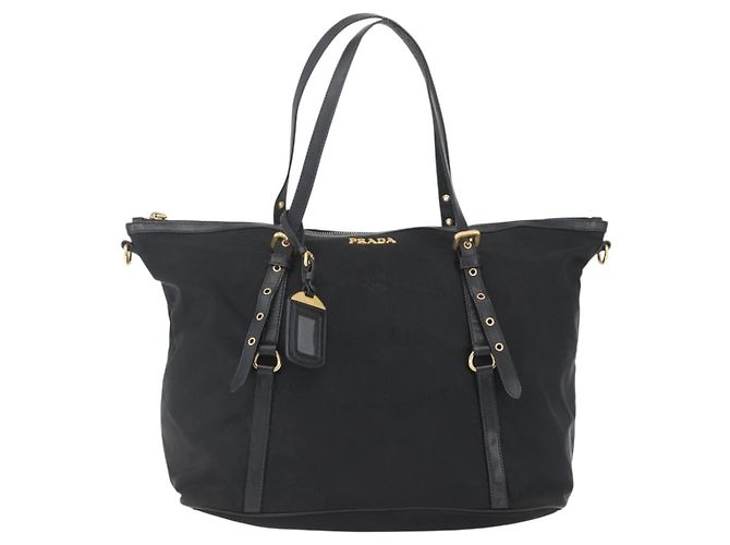 PRADA Tote Bag Nylon Black Gold - vista 13