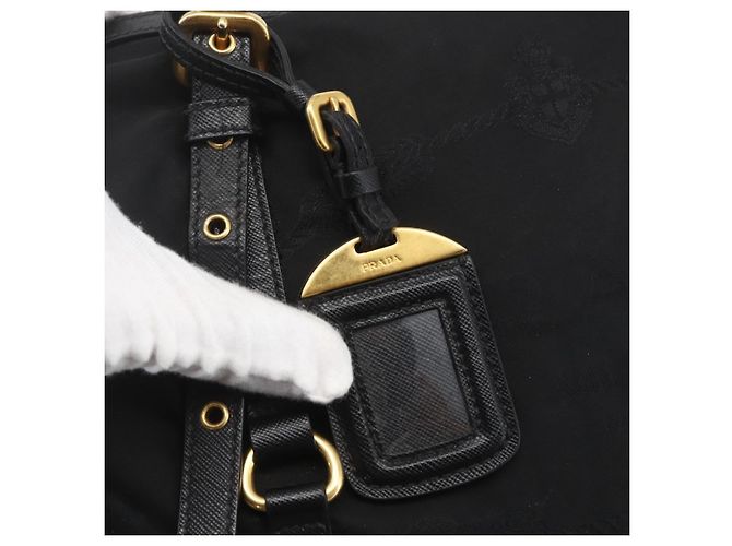 PRADA Tote Bag Nylon Black Gold - vista 17