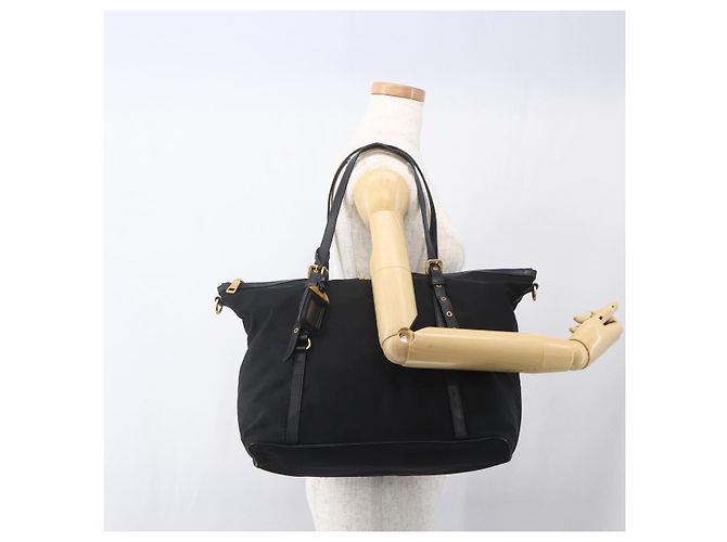 PRADA Tote Bag Nylon Black Gold - vista 24