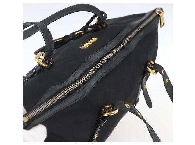 PRADA Tote Bag Nylon Black Gold - vista 6