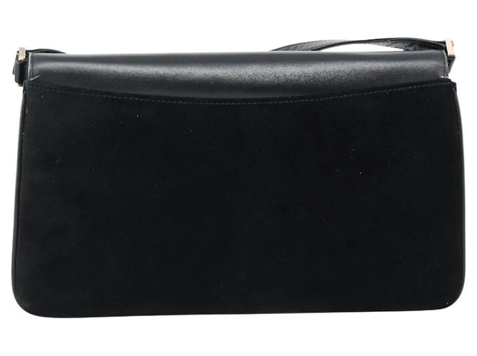 GUCCI Shoulder Bag Suede Black Gold - vista 2