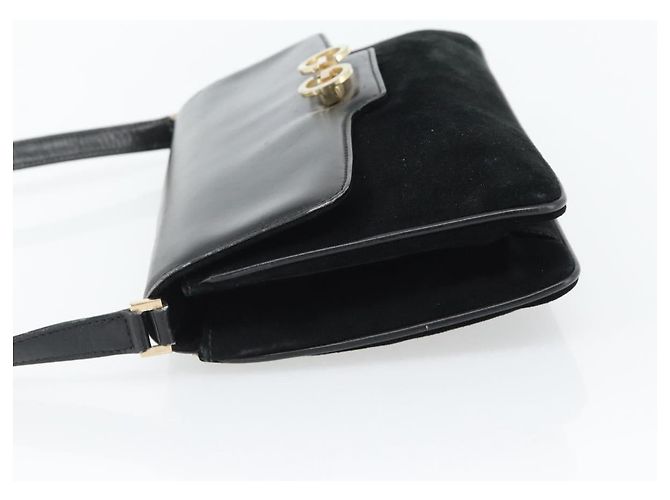 GUCCI Shoulder Bag Suede Black Gold - vista 3