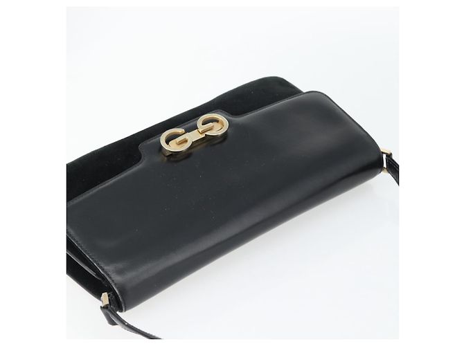 GUCCI Shoulder Bag Suede Black Gold - vista 6