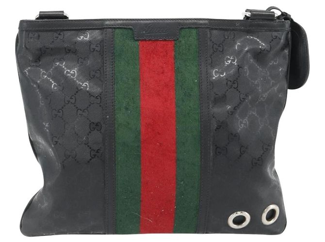 GUCCI GG Implementation Web Sherry Line Bag Black Silver Red 269379 - vista 13
