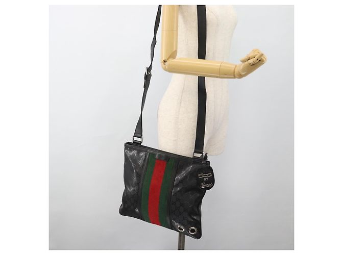 GUCCI GG Implementation Web Sherry Line Bag Black Silver Red 269379 - vista 25