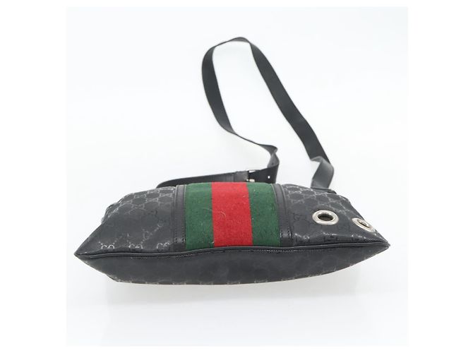 GUCCI GG Implementation Web Sherry Line Bag Black Silver Red 269379 - vista 5