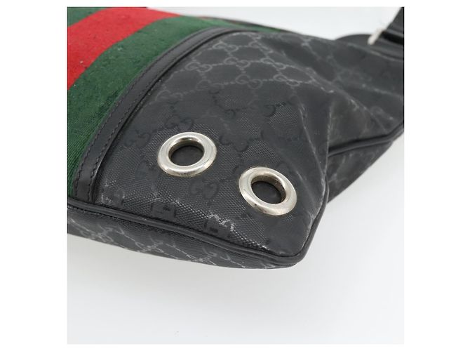 GUCCI GG Implementation Web Sherry Line Bag Black Silver Red 269379 - vista 9