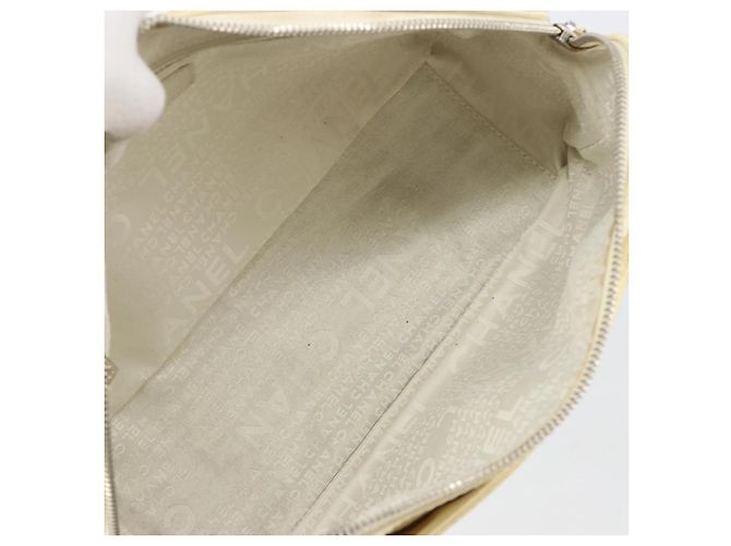 CHANEL Tote Bag Canvas Leather White Silver CC - vista 11