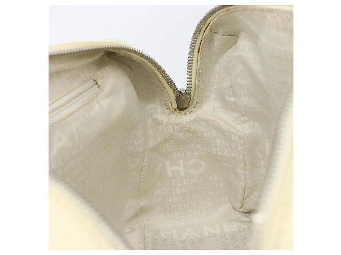 CHANEL Tote Bag Canvas Leather White Silver CC - vista 18