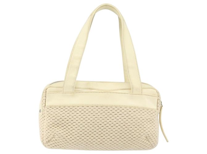 CHANEL Tote Bag Canvas Leather White Silver CC - vista 2