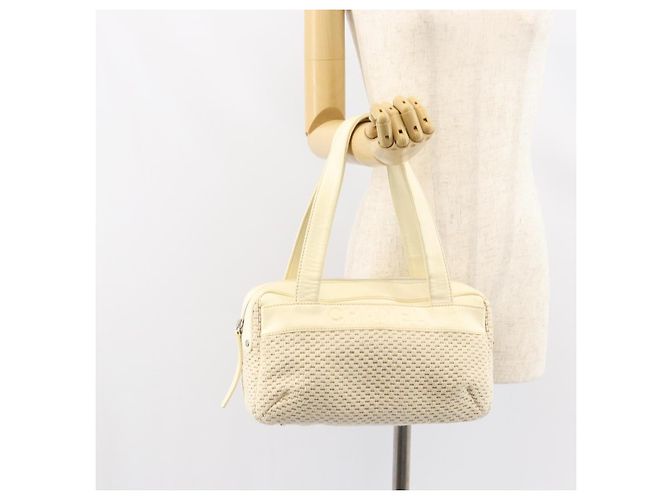 CHANEL Tote Bag Canvas Leather White Silver CC - vista 23